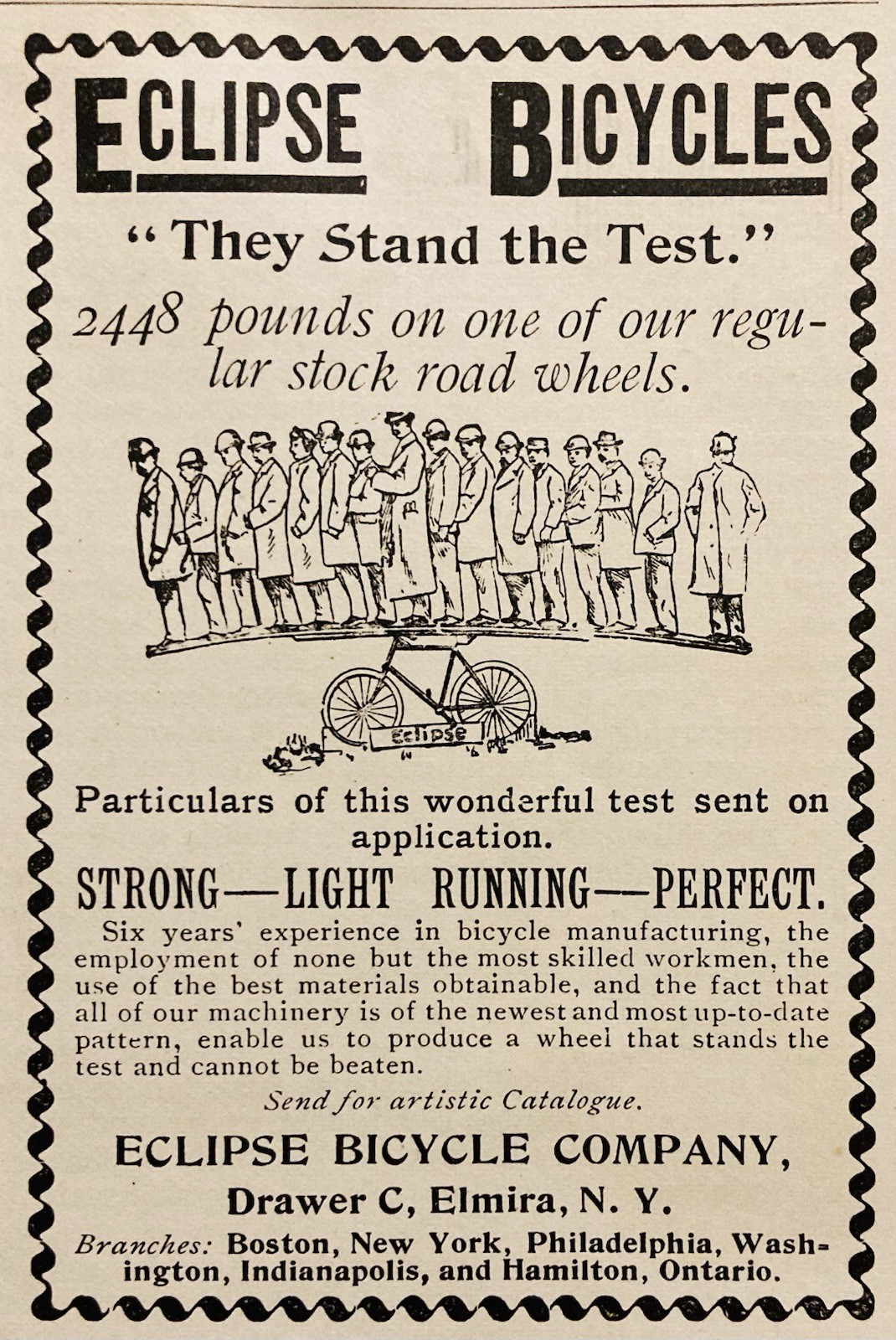 1886 AD.(PC10)~ECLIPSE BICYCLE CO. ELMIRA, NY. ECLIPSE BICYCLES