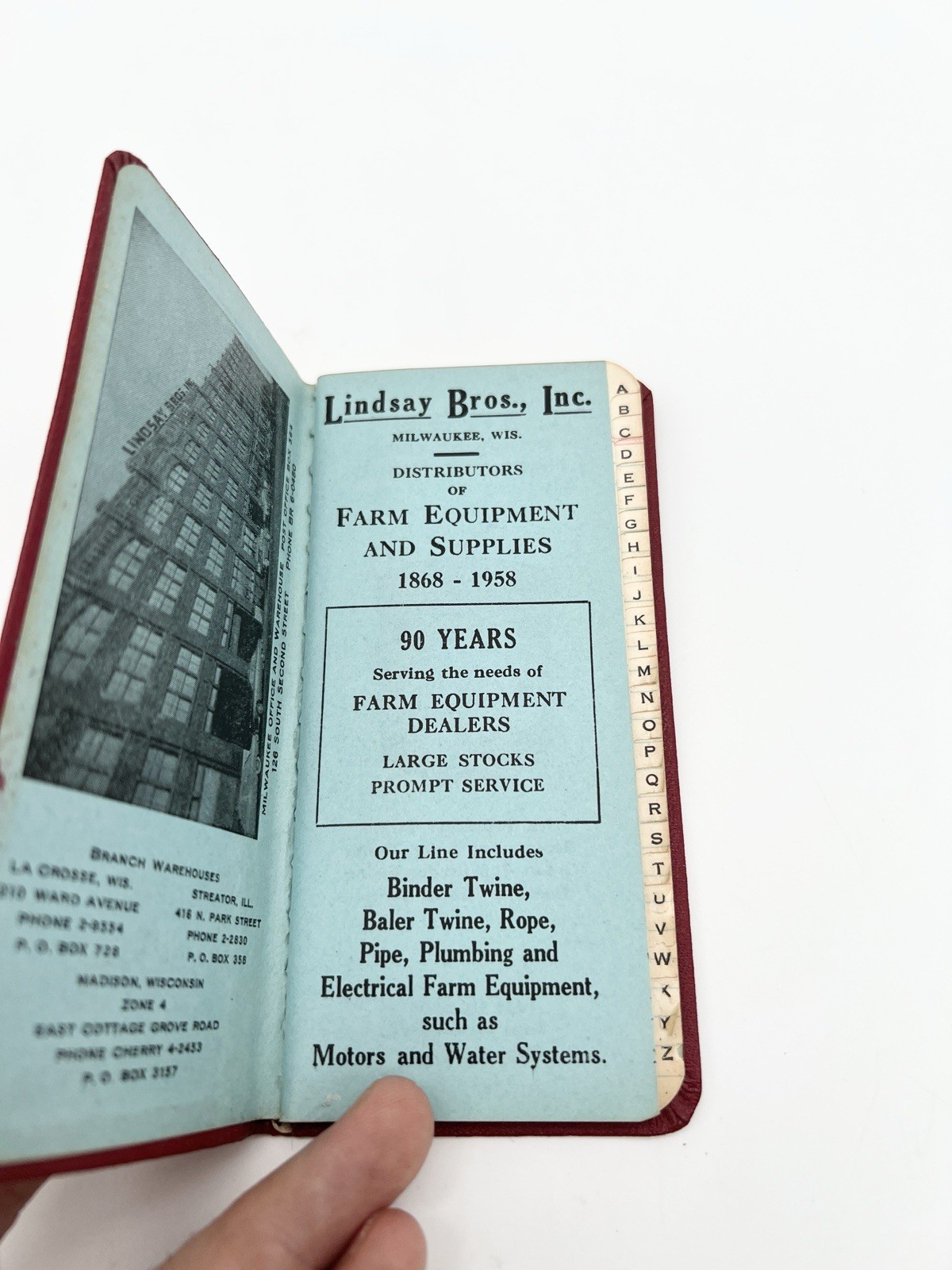 Vintage 1959 Lindsay Bros. Inc. Farm Advertising Pocket Notebook Milwaukee WI
