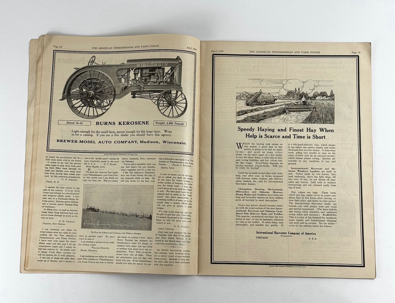 The American Thresherman & Farm Power MAGAZINE April 1918 MADISON, WIS.
