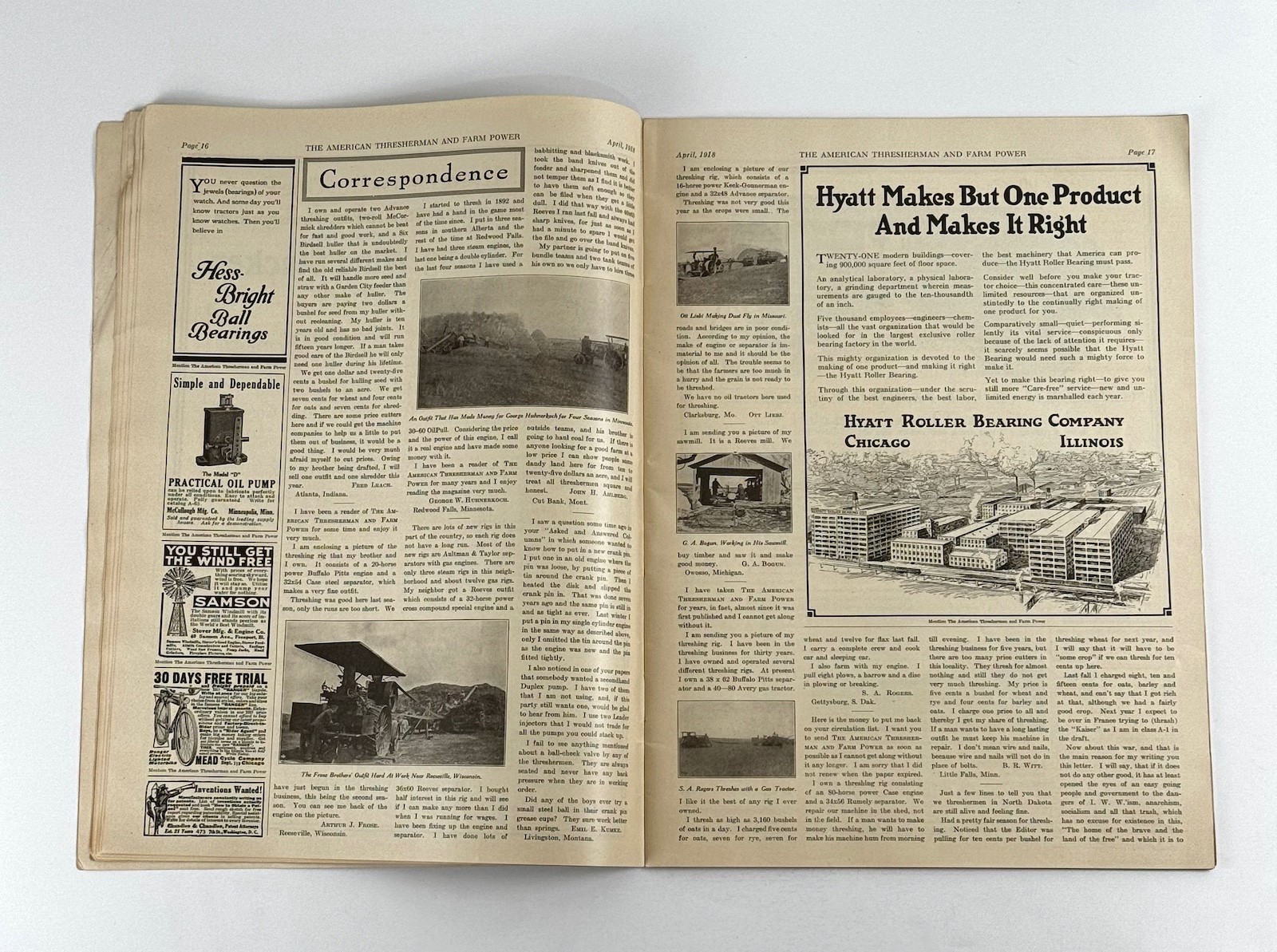The American Thresherman & Farm Power MAGAZINE April 1918 MADISON, WIS.