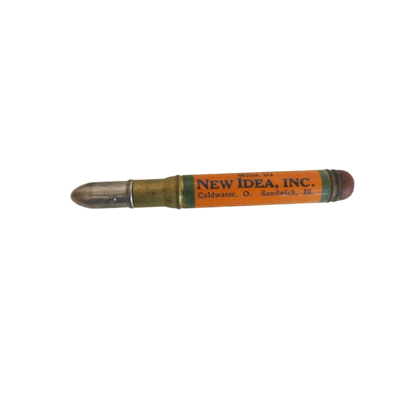 New Idea Farm Equipment Coldwater O. Sandwich Ill. Advertising Bullet Pencil VTG