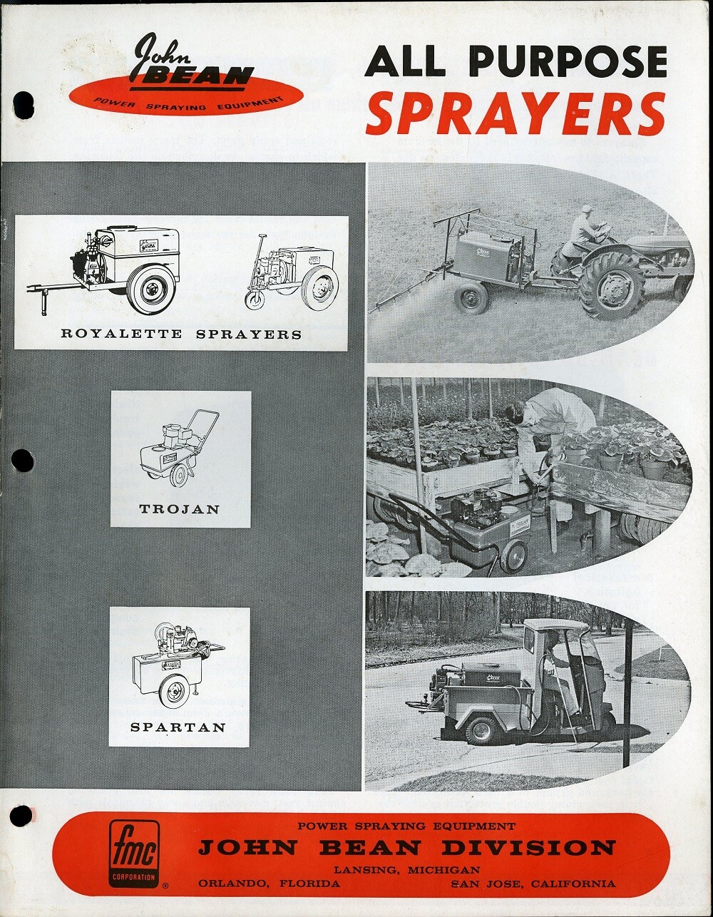 Vintage JOHN BEAN ALL PURPOSE SPRAYERS Spec Sheet Trojan Agricultural 1966 FFA