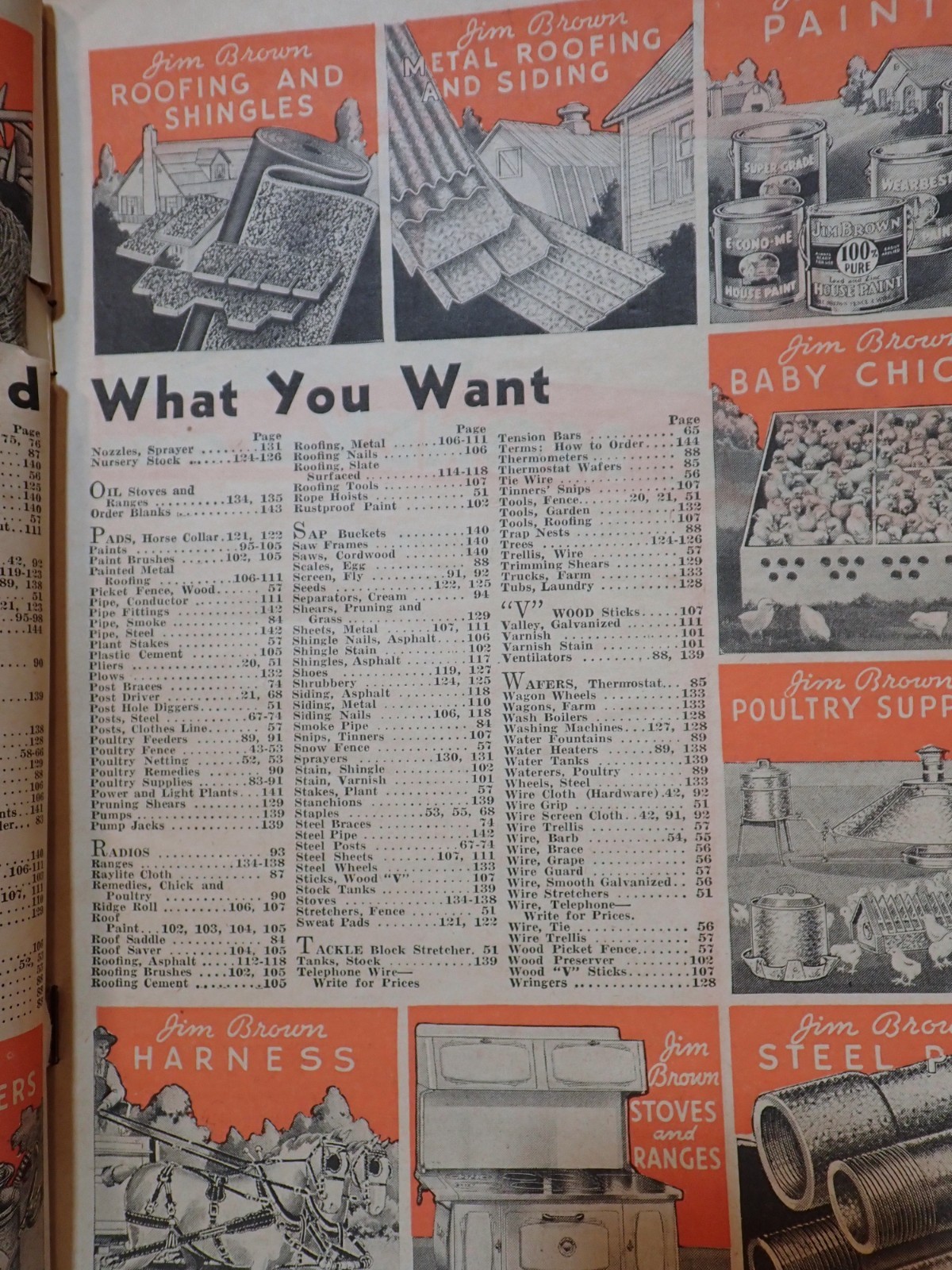 1937 JIM BROWN&rsquo;S FENCE & BARB WIRE PAINT HORSE HARNESS STOVE FARMING CATALOG