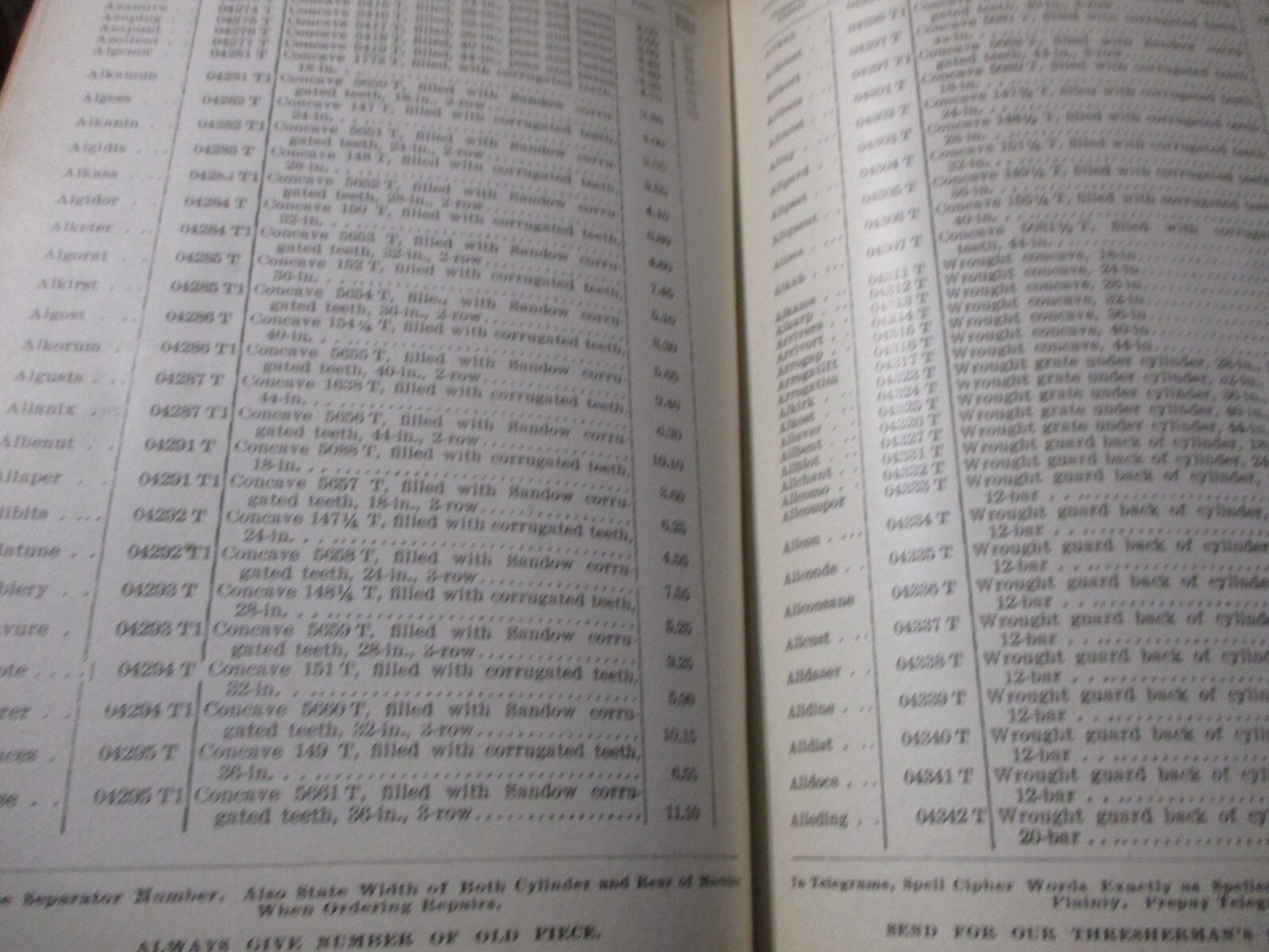 Case Threshing Machines Repair Parts Price List 1908