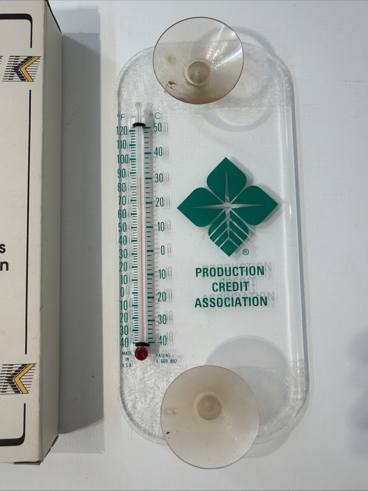 Vintage NOS Morco Scenic Clear Window Thermometer PRODUCTION CREDIT ASSOCIATION