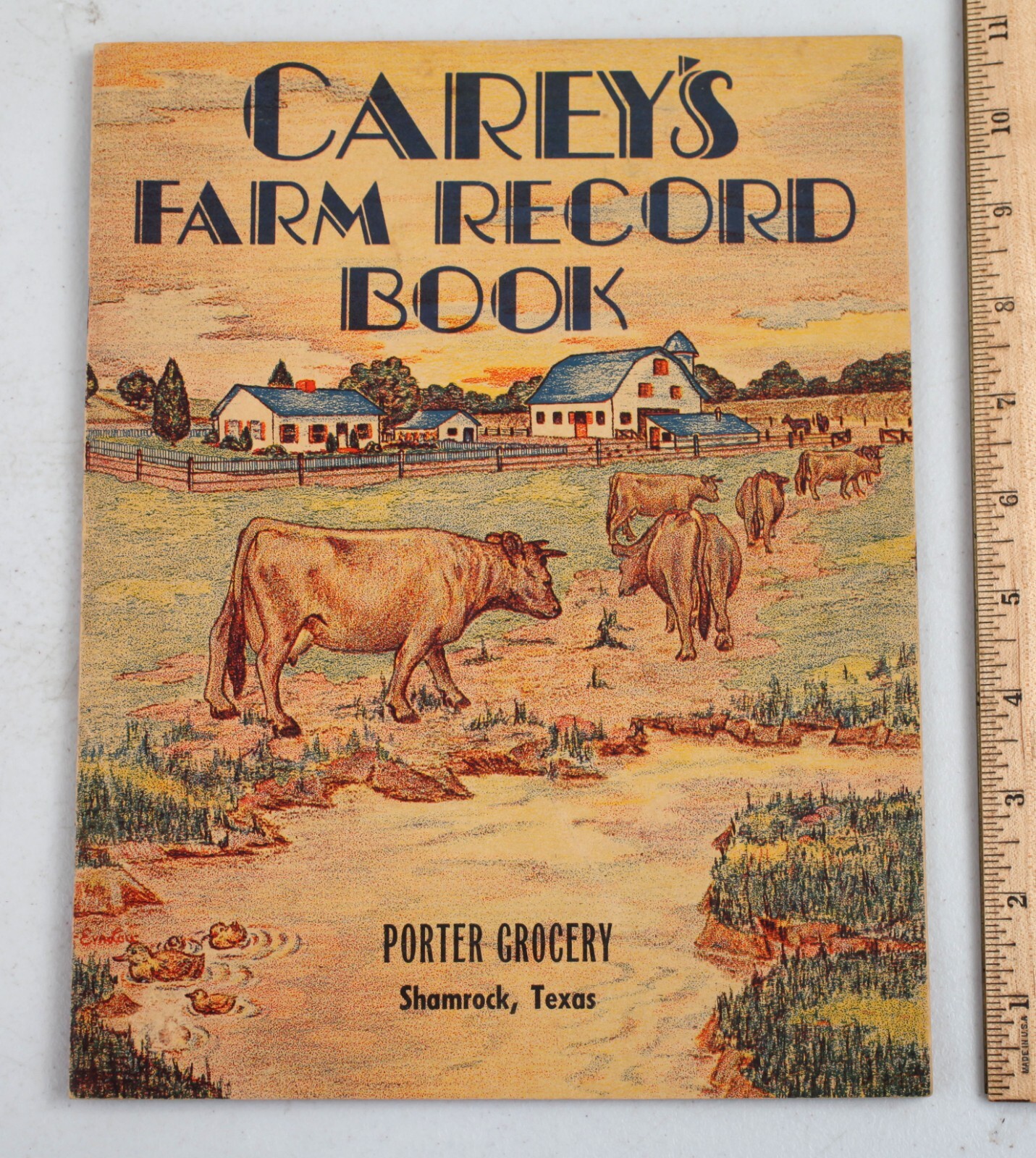 Vintage 1940s Carey&rsquo;s Meat Salt Farm Record Book Porter Grocery Shamrock Texas