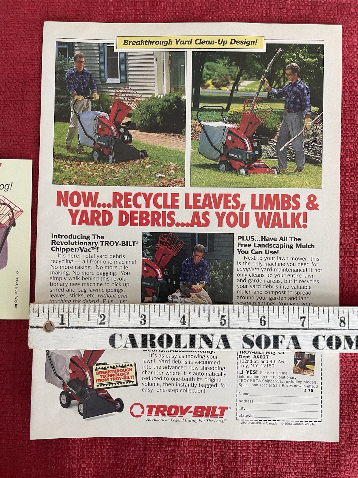 Vintage 1993 Print Ad Troy Bilt Chipper Vac Advertisement