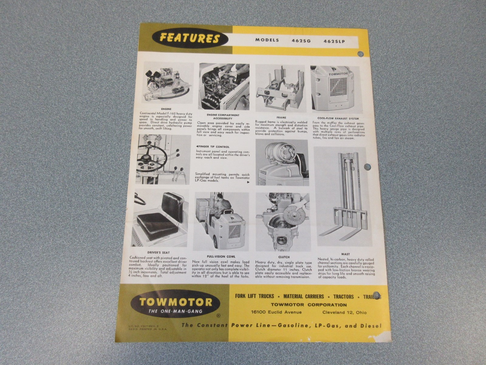Old Towmotor Forklift Sales Brochure, 4000 Pound Pallet Truck