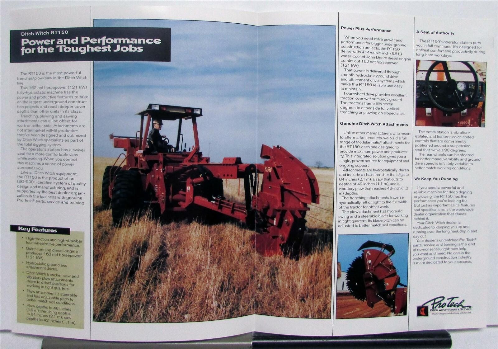 1997 Ditch Witch RT150 Trencher Specifications Construction Sales Brochure