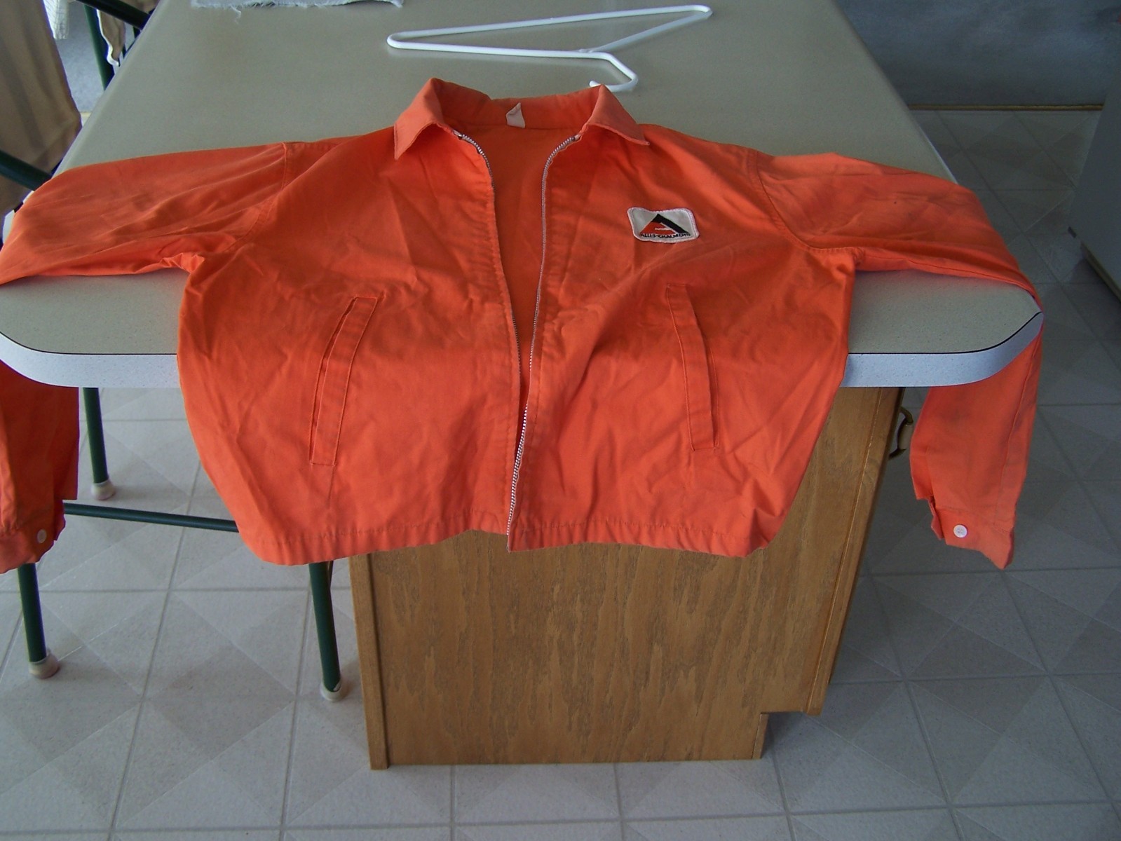 Allis Chalmer Orange Long Sleeve Vintage tractor Jacket Medium Heavy Shirt M