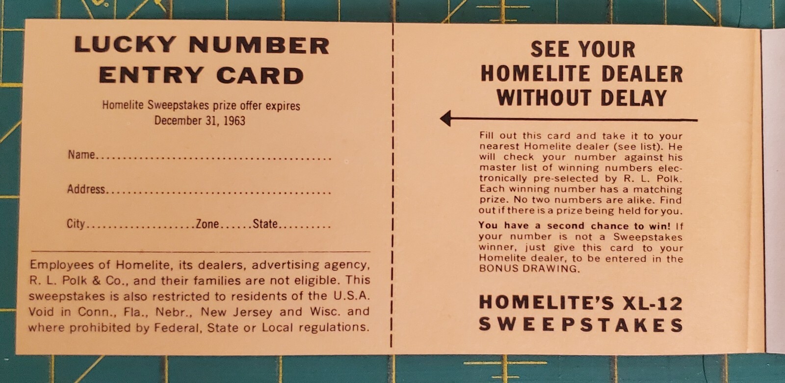 Vintage 1960 s Chainsaw Ad Sweepstakes Cards