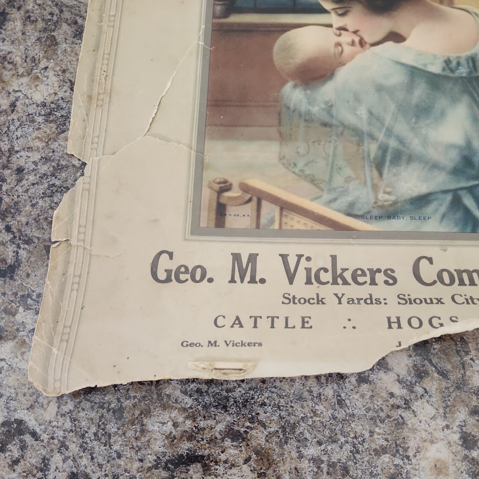 Geo M Vickers Commission Co Stock Yards Sioux City Iowa Calendar Top