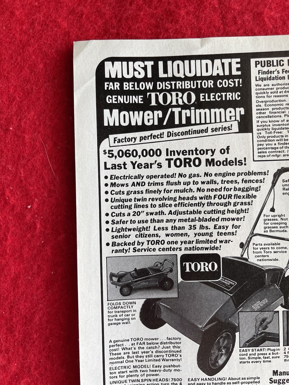 Vintage 1983 Print Ad Toro Electric Mower Trimmer Advertisement