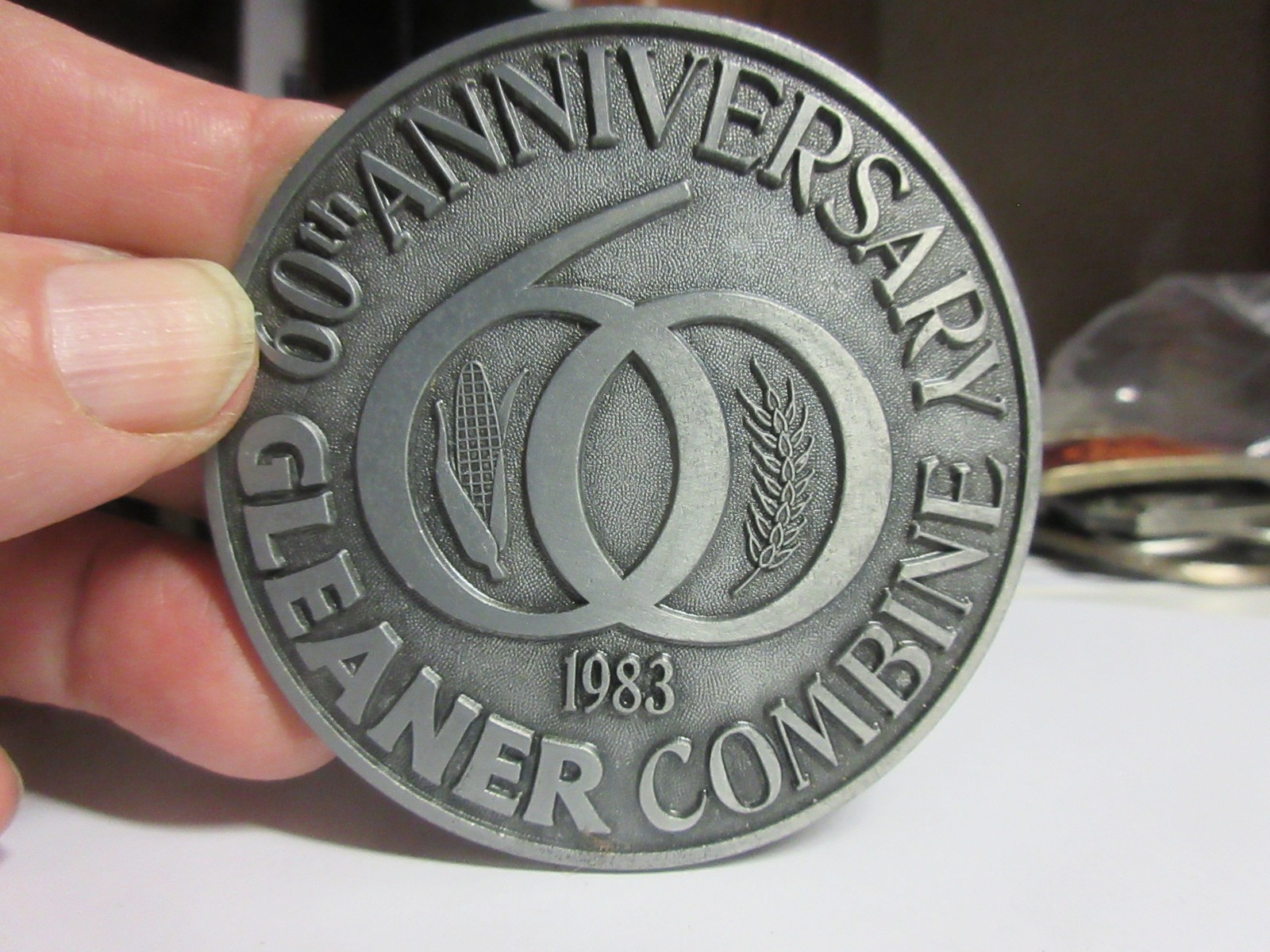 Vintage 1983 60th Anniversary GLEANER COMBINES belt buckle, never worn