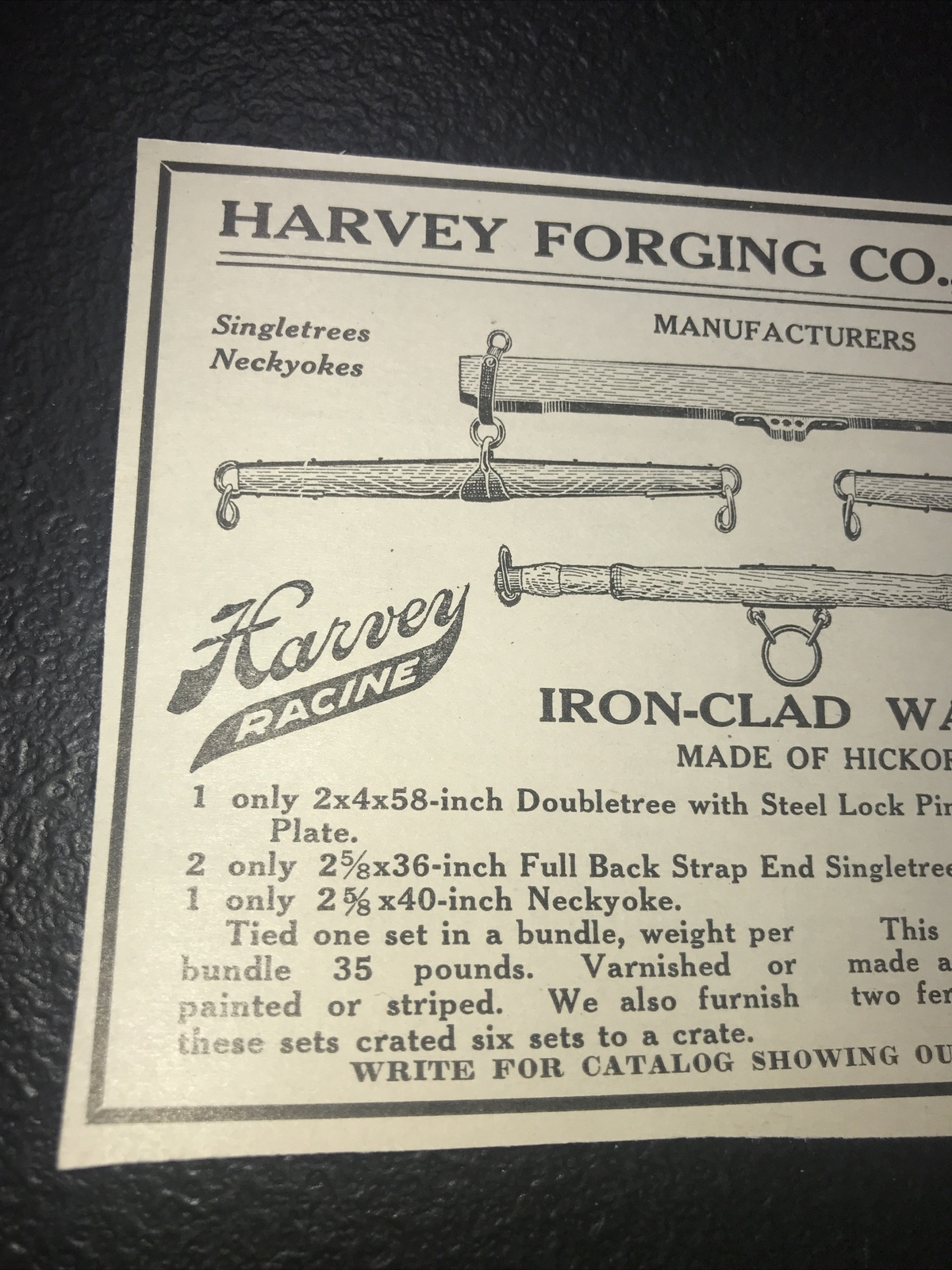 1916 Harvey Forging Wagon Sets Farm Advertising – Racine – Wisconsin