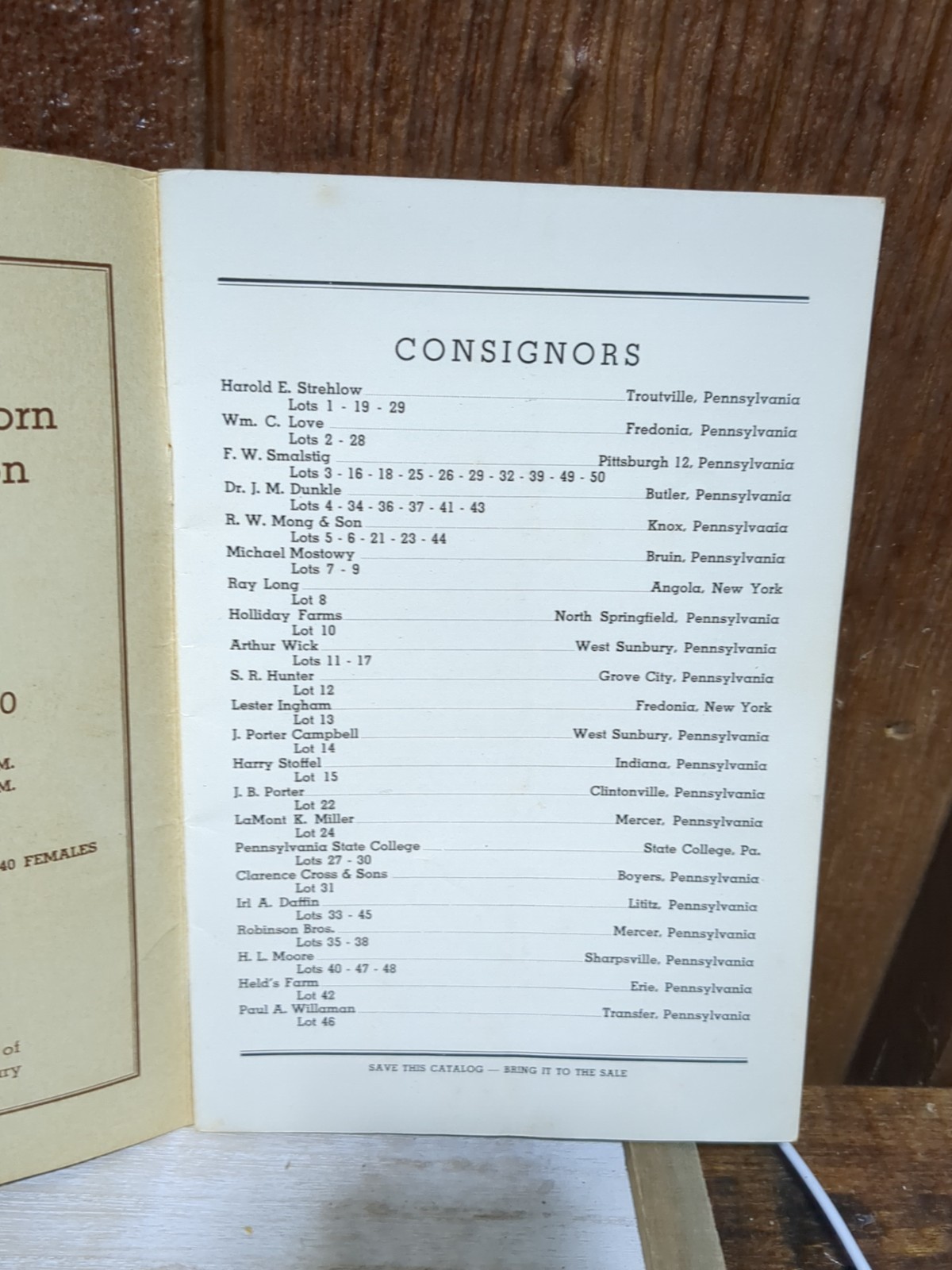Vintage Shorthorn Cattle Auction Booklet Butler Pa Pennsylvania Breeders 1950
