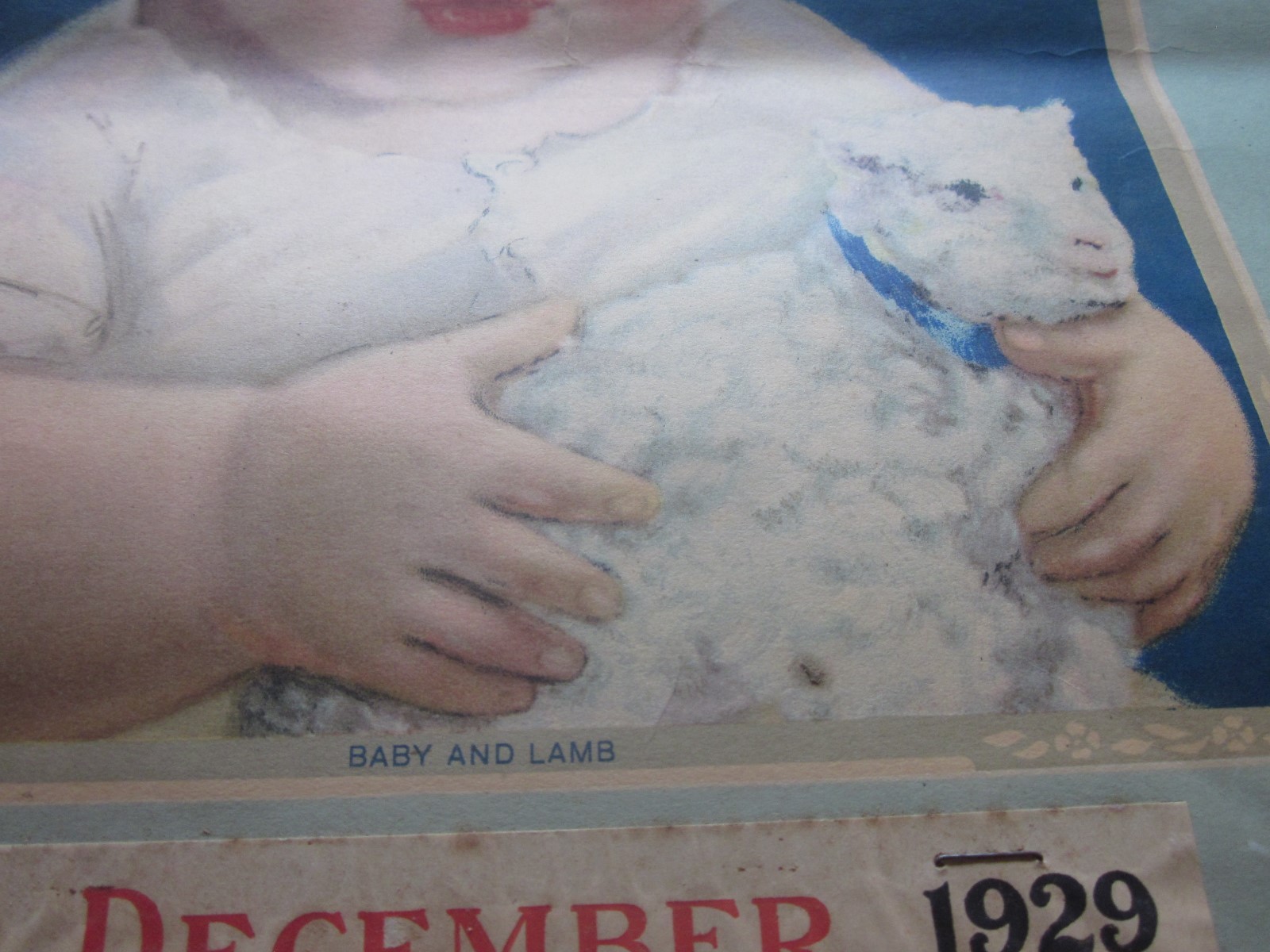 1929 Lowell Fertilizer Company Calendar Boston, MA baby & lamb