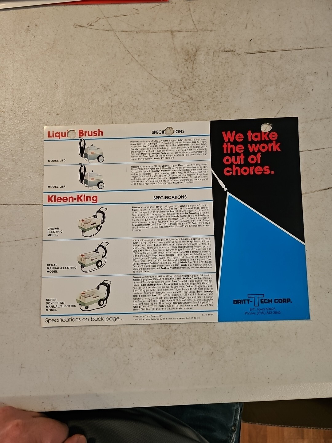 Vintage Kleen King Liquid Brush Pressure Washer Dealer Sales Brochure
