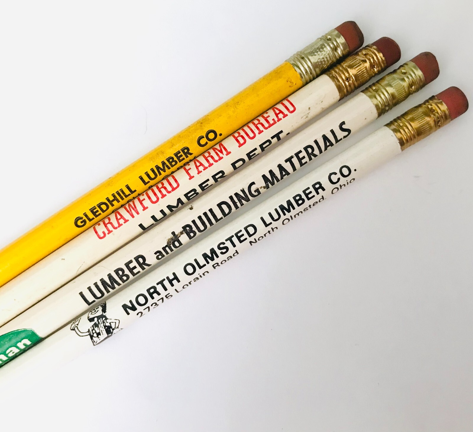 1930s-1950s Ohio Lumber Advertising Pencils Lot of 4 Bucyrus N. Olmstead Galion