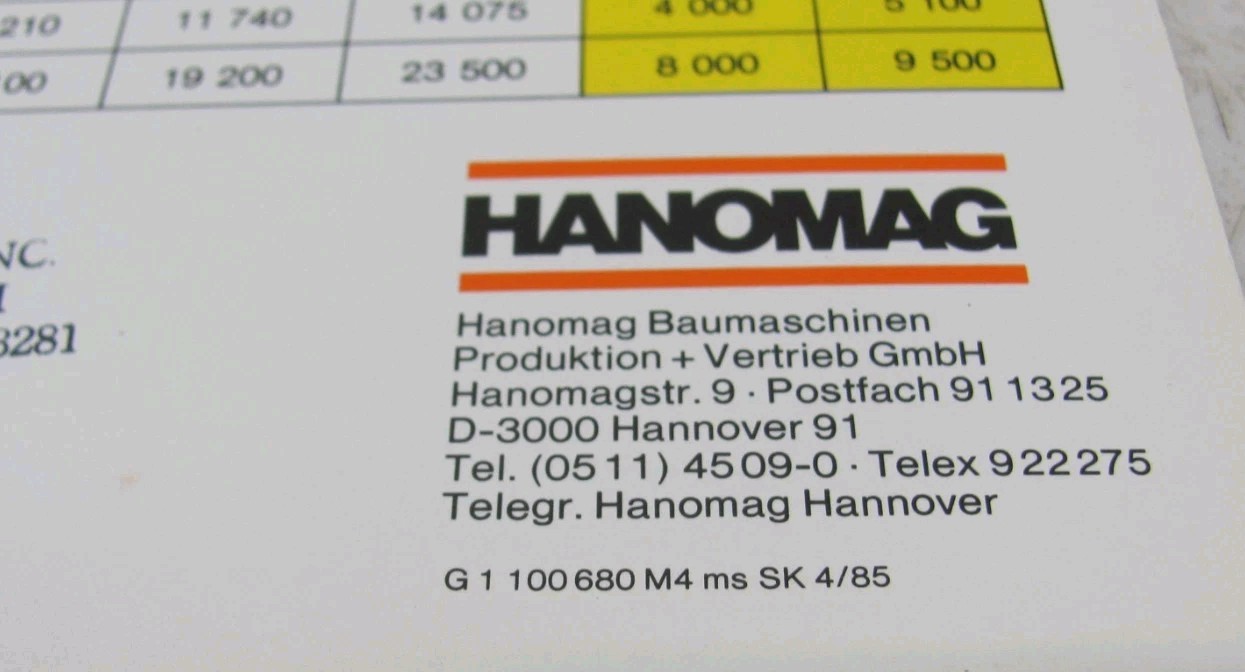 1985 Hanomag D Line Wheeled Loaders Sales Brochure – 100 680 M4