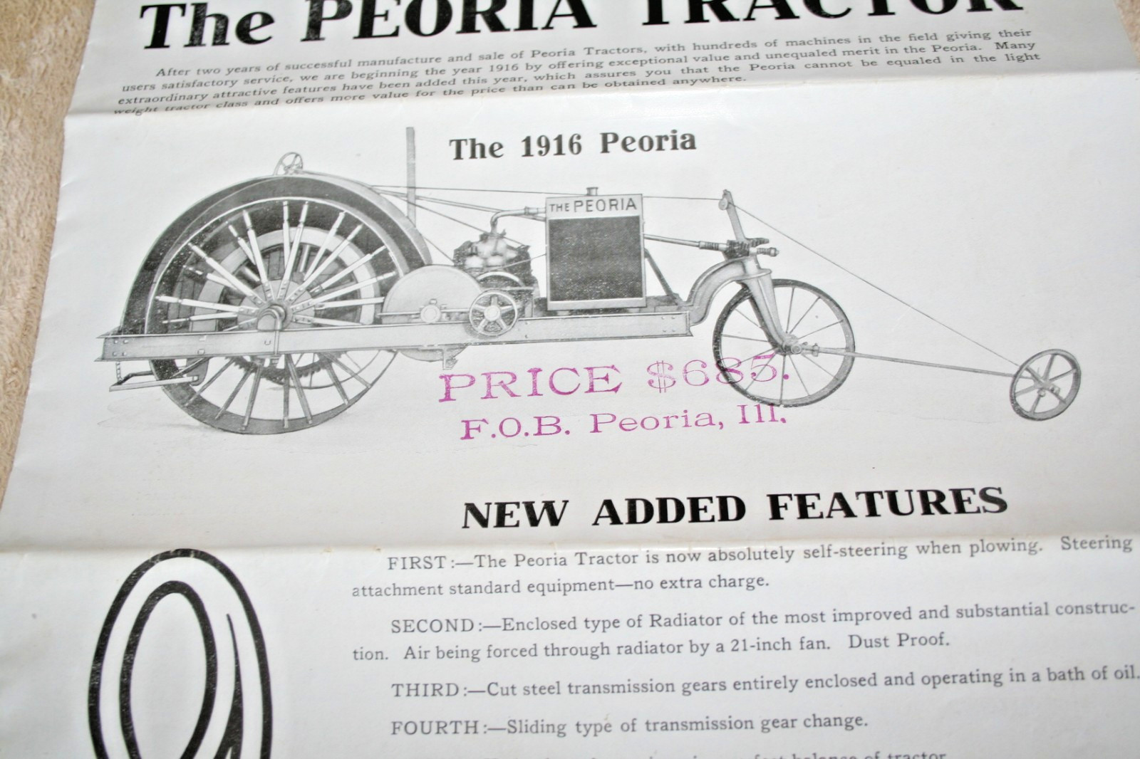 PEORIA TRACTOR CO. BROCHURE 1916