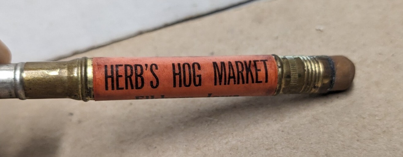 Vintage Herb&rsquo;s Hog Market Phone 1 Elkhorn Iowa Ia Bullet Pencil