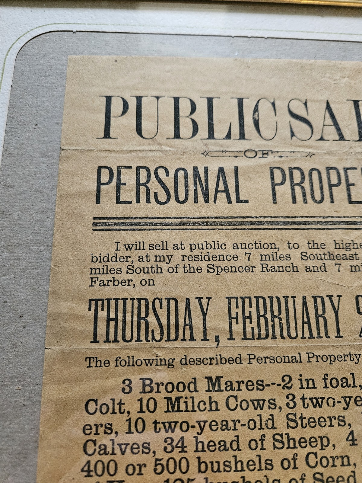 1887 Hand Bill Flyer Farm Auction Dick Evans Michigan Live Stock Equipment
