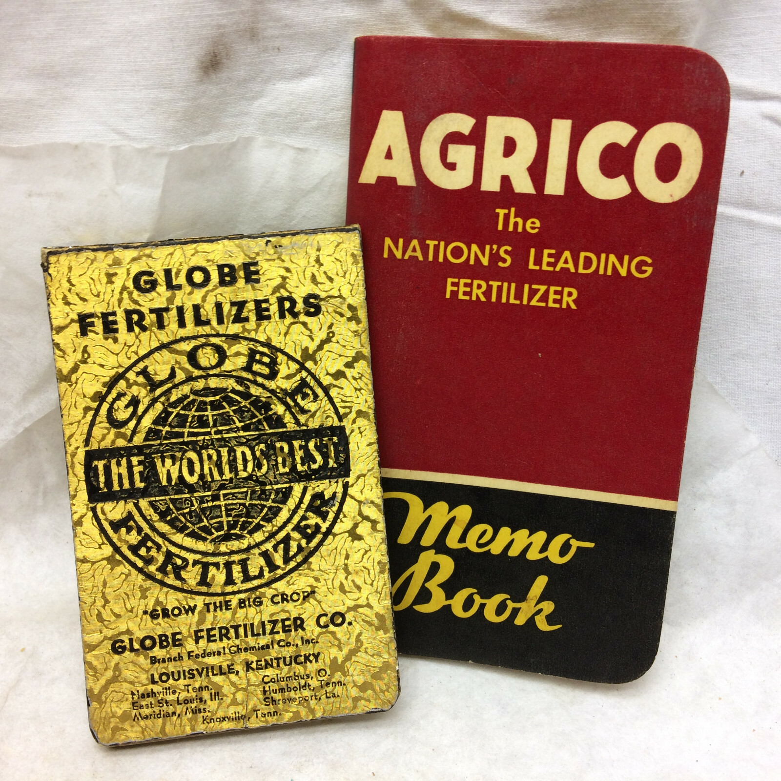 2 Vtg 1950&rsquo;s Pocket Notebook Advertising Agrico Fertilizer & Globe Fertilizers