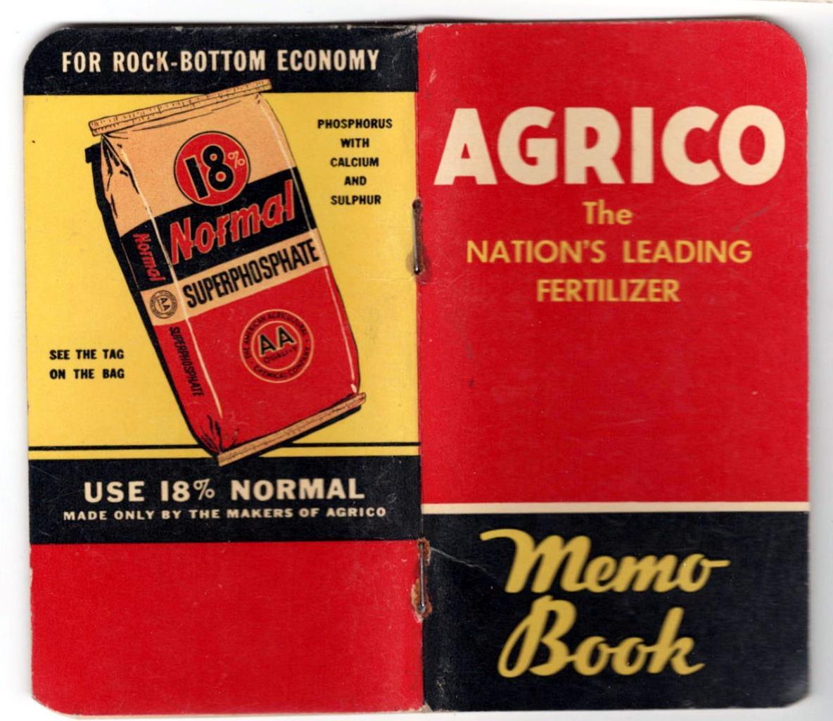 AGRICO FERTILIZER ~ 1954 Memo Book