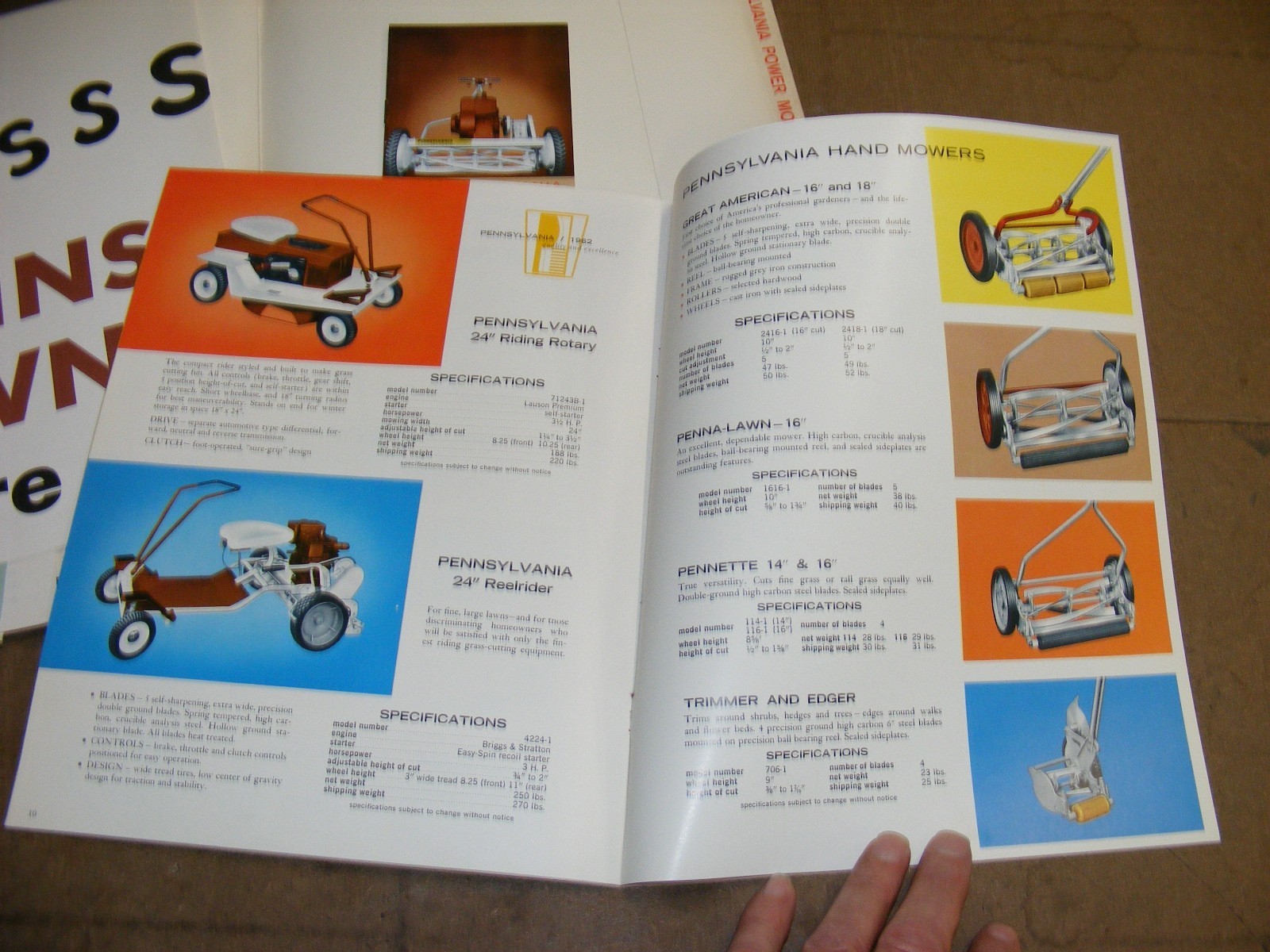 1962 Pennsylvania Mowers Advertising Folder , Sales Broshures Catalog NICE COND