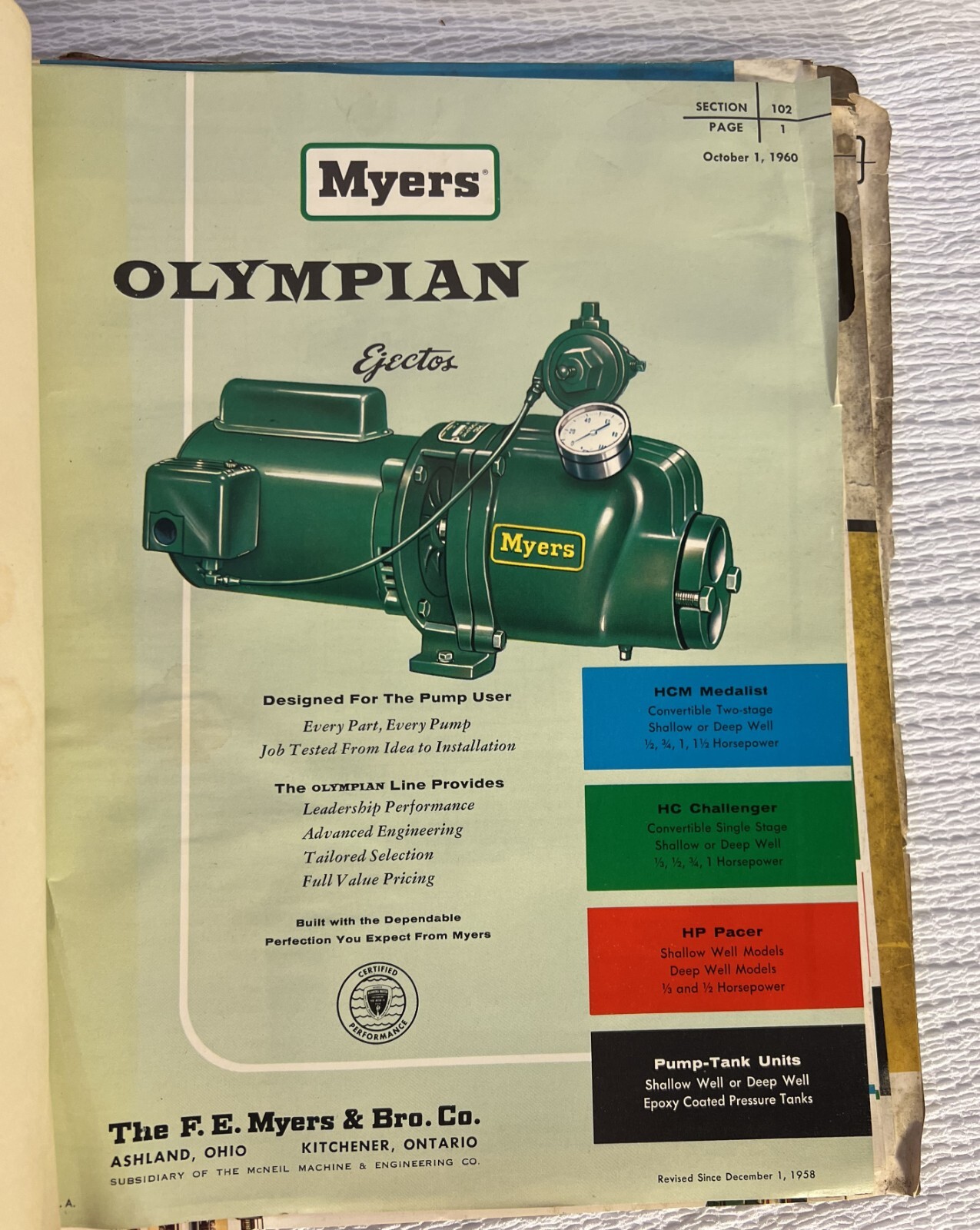 Myers Pumps 1950 60s Vtg Info Catalogs Manuals Specs Olympian Explorer Defender