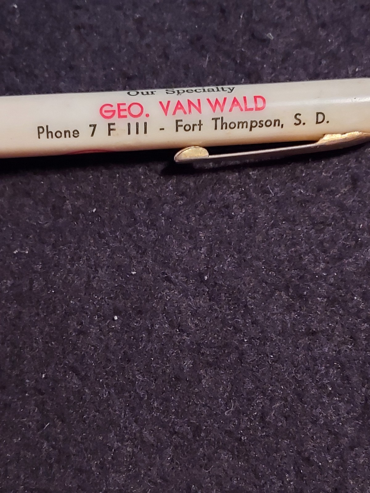 George Van Wald Bull Advertising Mechanical Pencil Fort Thompson South Dakota