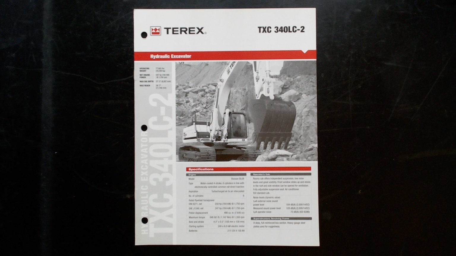 Terex TXC 340LC-2 Hydraulic Excavator Brochure Vintage Agriculture