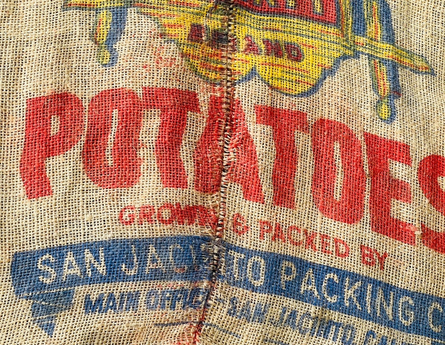 LADY LIBERTY BRAND POTATOES BURLAP BAG U.S. NO. 1 RUSTIC 100 LBS SAN JACINTO, CA