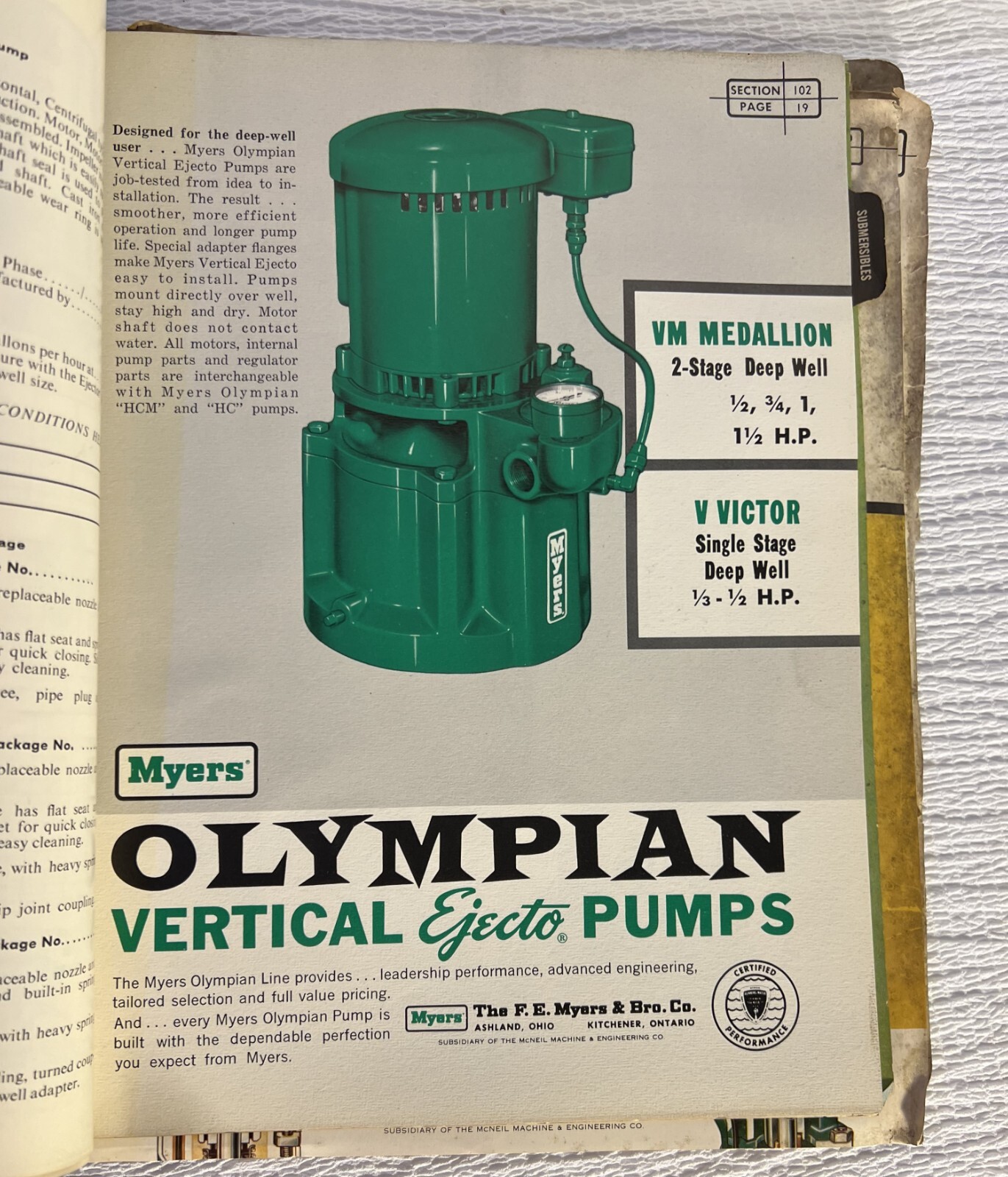 Myers Pumps 1950 60s Vtg Info Catalogs Manuals Specs Olympian Explorer Defender