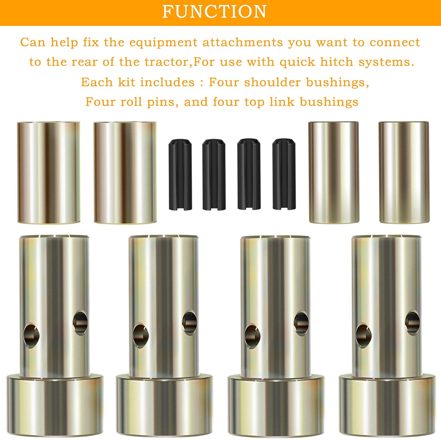 Quick Hitch Adapter Bushing Kit Category 1 Heavy Duty Steel 2 Pairs TK95029