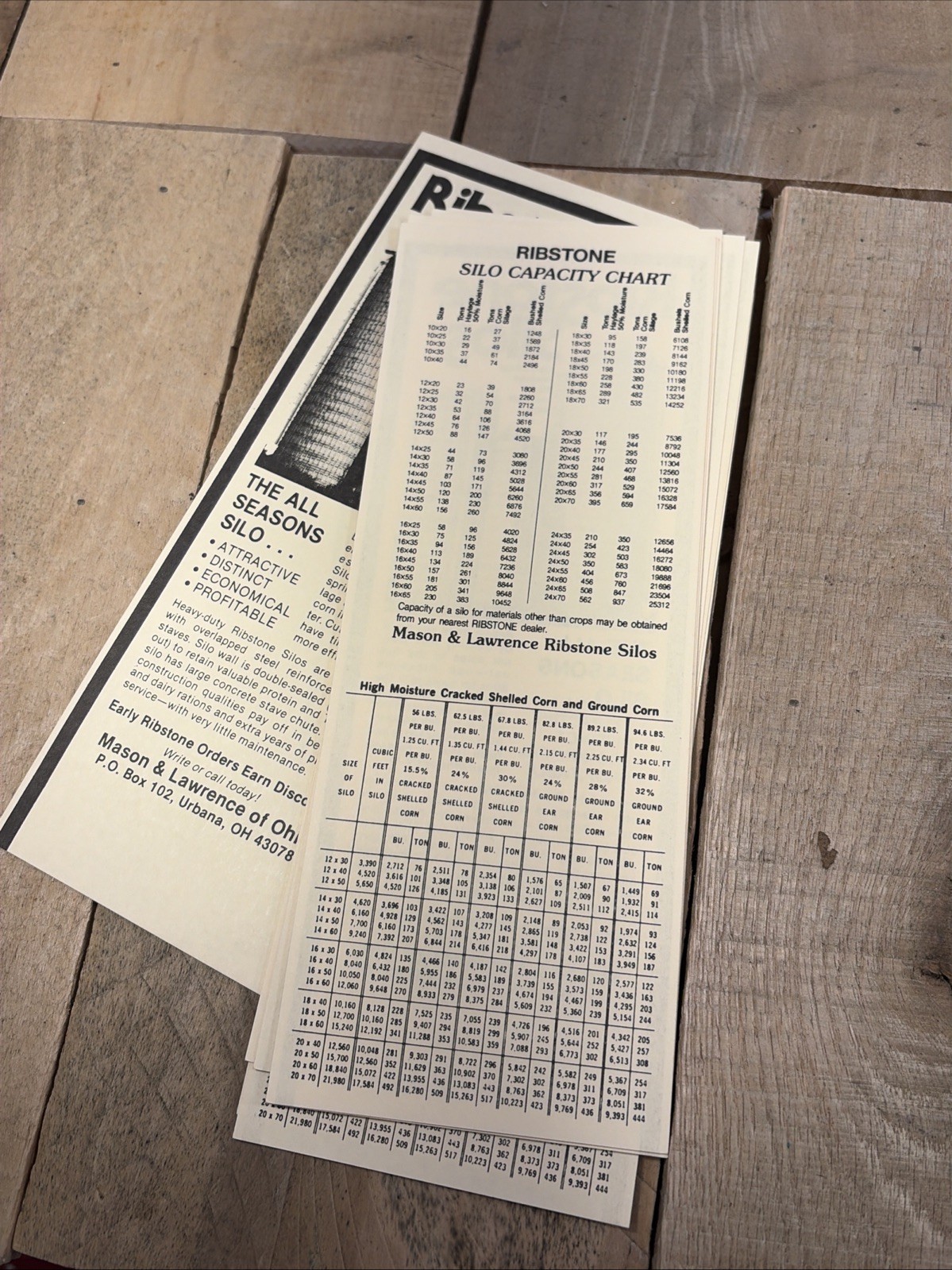 Vintage Brochure Counter Display Sign Ribstone Farm Silo Ph 3-2429 Illinois Ohio