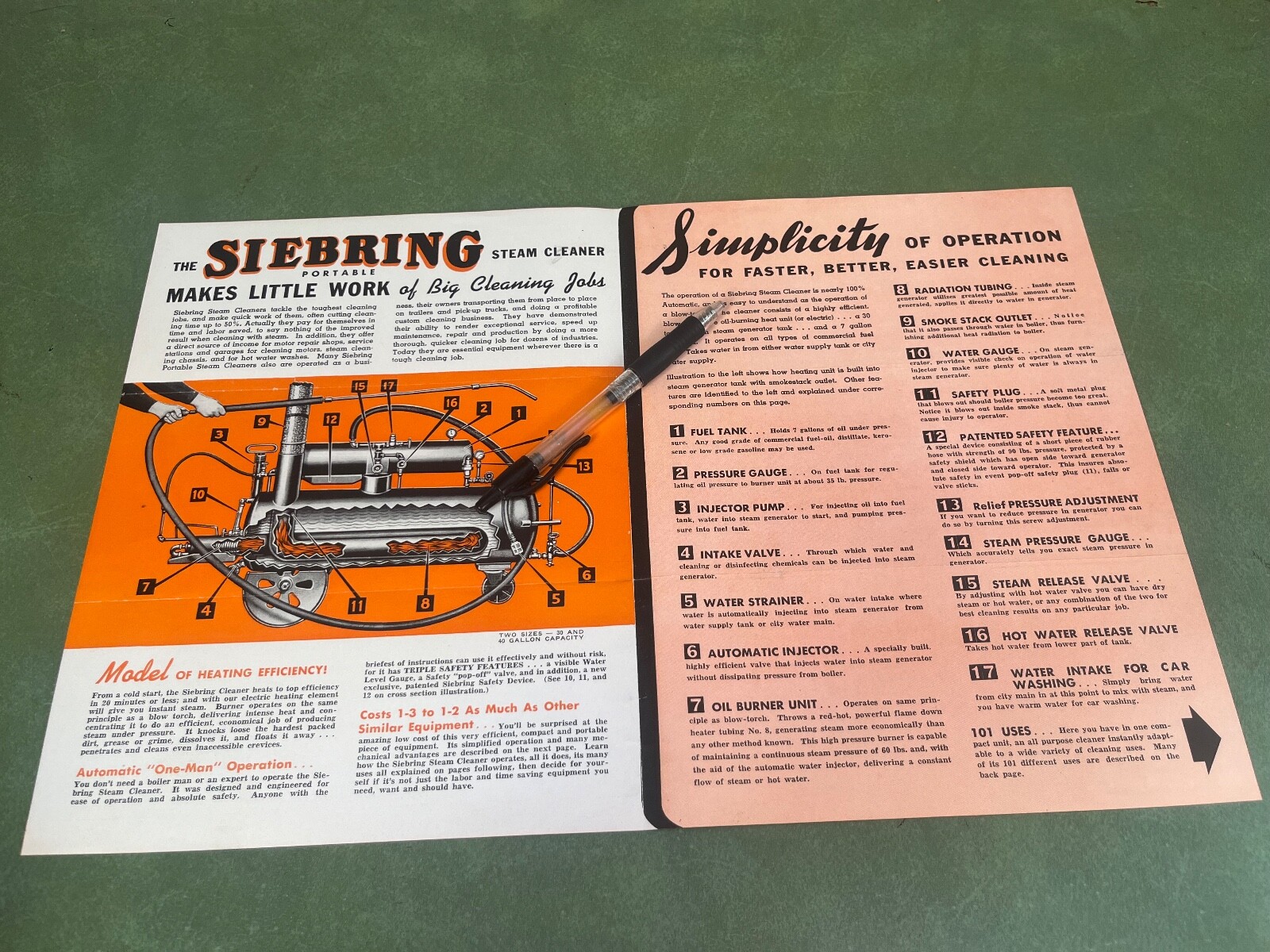 Vintage Seibring Steam Cleaner Sales Brochure George Iowa