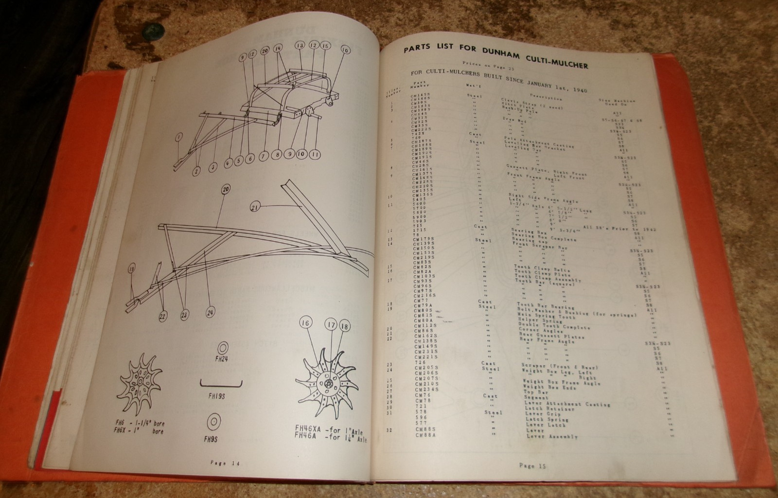 1950 dunham culti-line general/repair parts catalog see description good used