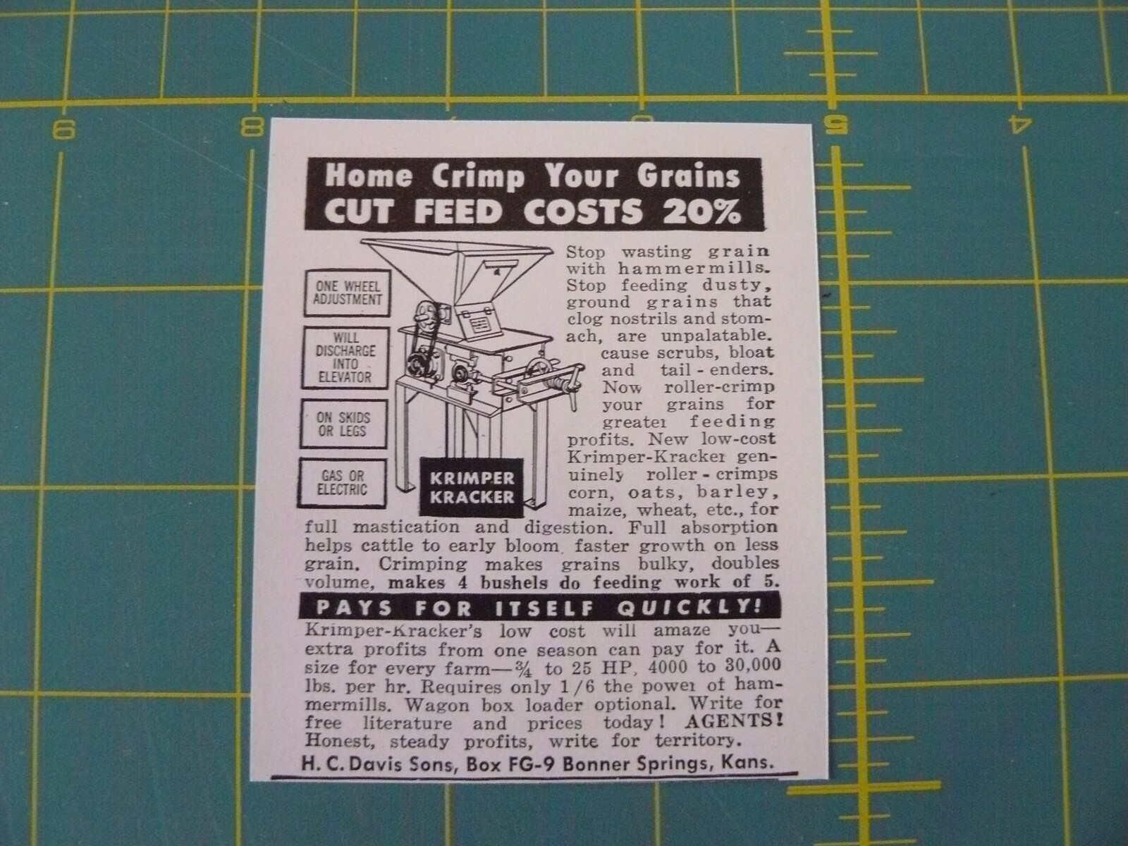 THE FARM QUARTERLY- SUMMER 1957-AD- H. C. DAVIS CUT FEED / Banner Springs, KS