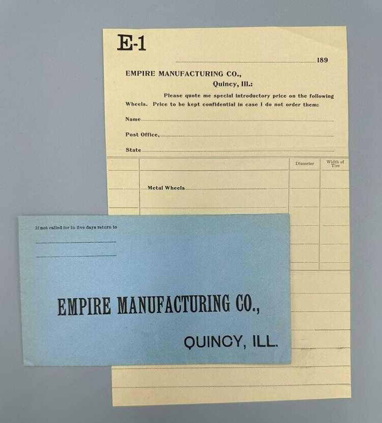 1890s EMPIRE Manufacturing FARM WAGON WHEELS Advertising Antique QUINCY IL