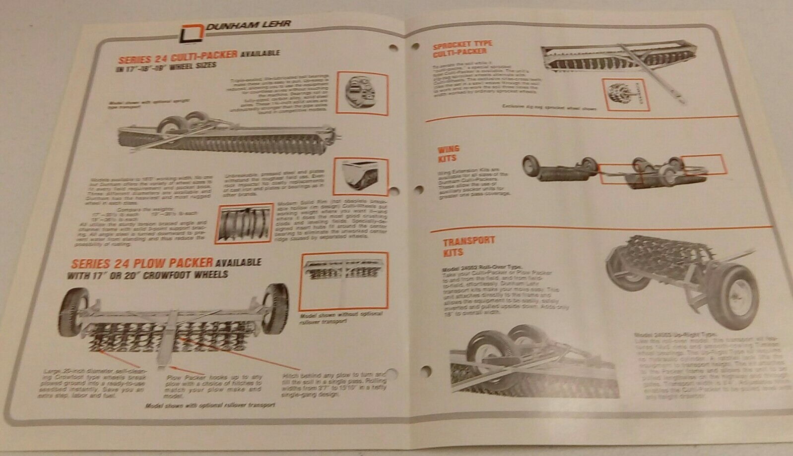 VINTAGE 1974 DUNHAM LEHR CULTI SPROCKET PLOW PACKERS FARM TRACTOR SALES BROCHURE