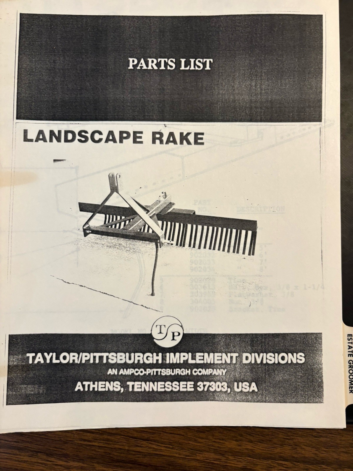 Taylor/Pittsburgh Farm Implements Brochures And Parts List