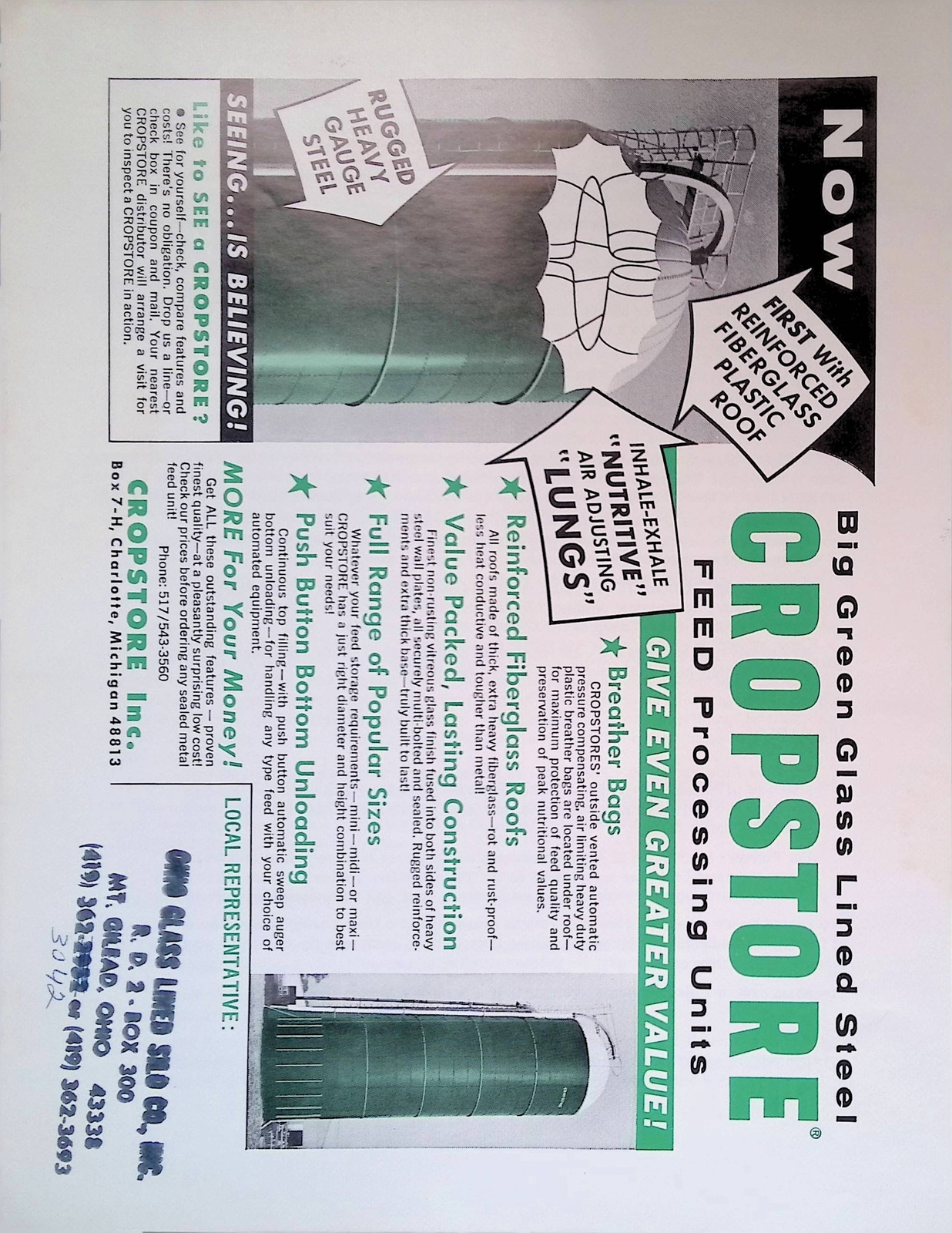 Vintage Farm Advertisement Spec Sheet Silos and Material Handling Equipment Prom