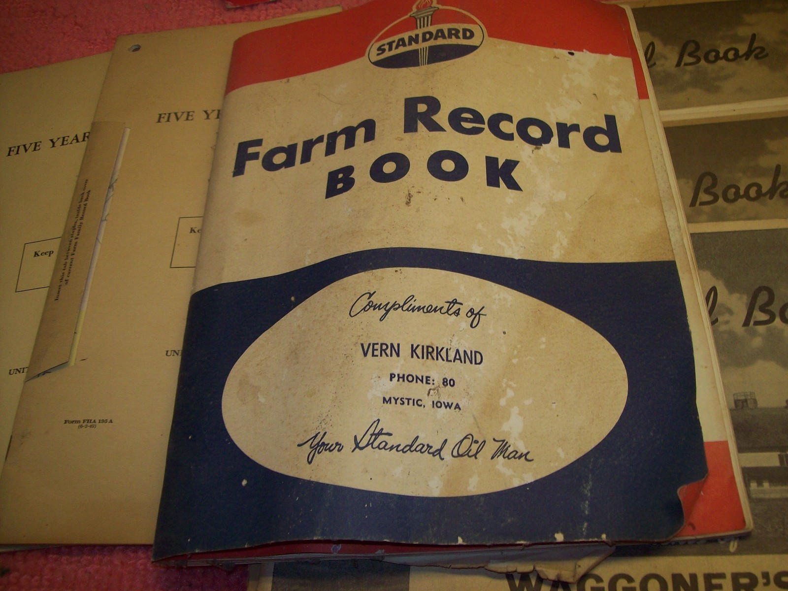 Vintage Lot 1940s 1950s 1960s FHA FSA Farm Record Book, Standard Oil, Waggoners