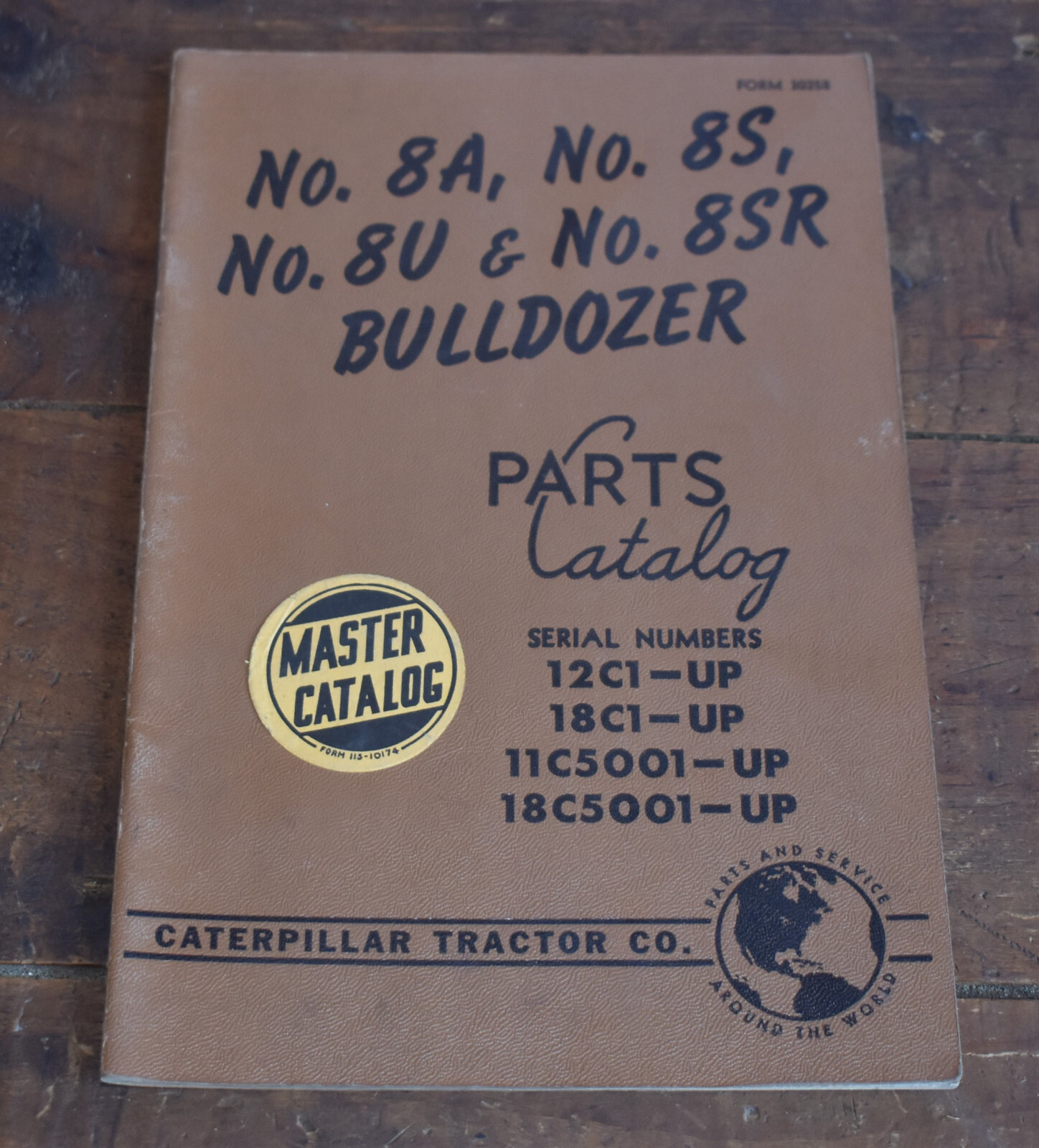 1950s Caterpillar No 8A 8S 8U 8SR Bulldozer Parts Master Catalog