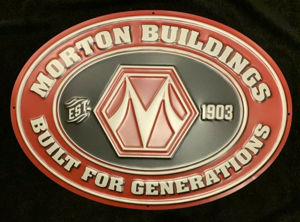23 1/2&Prime; x 16 3/4&Prime; Morton Buildings Embossed Vintage-Looking New Metal Sign