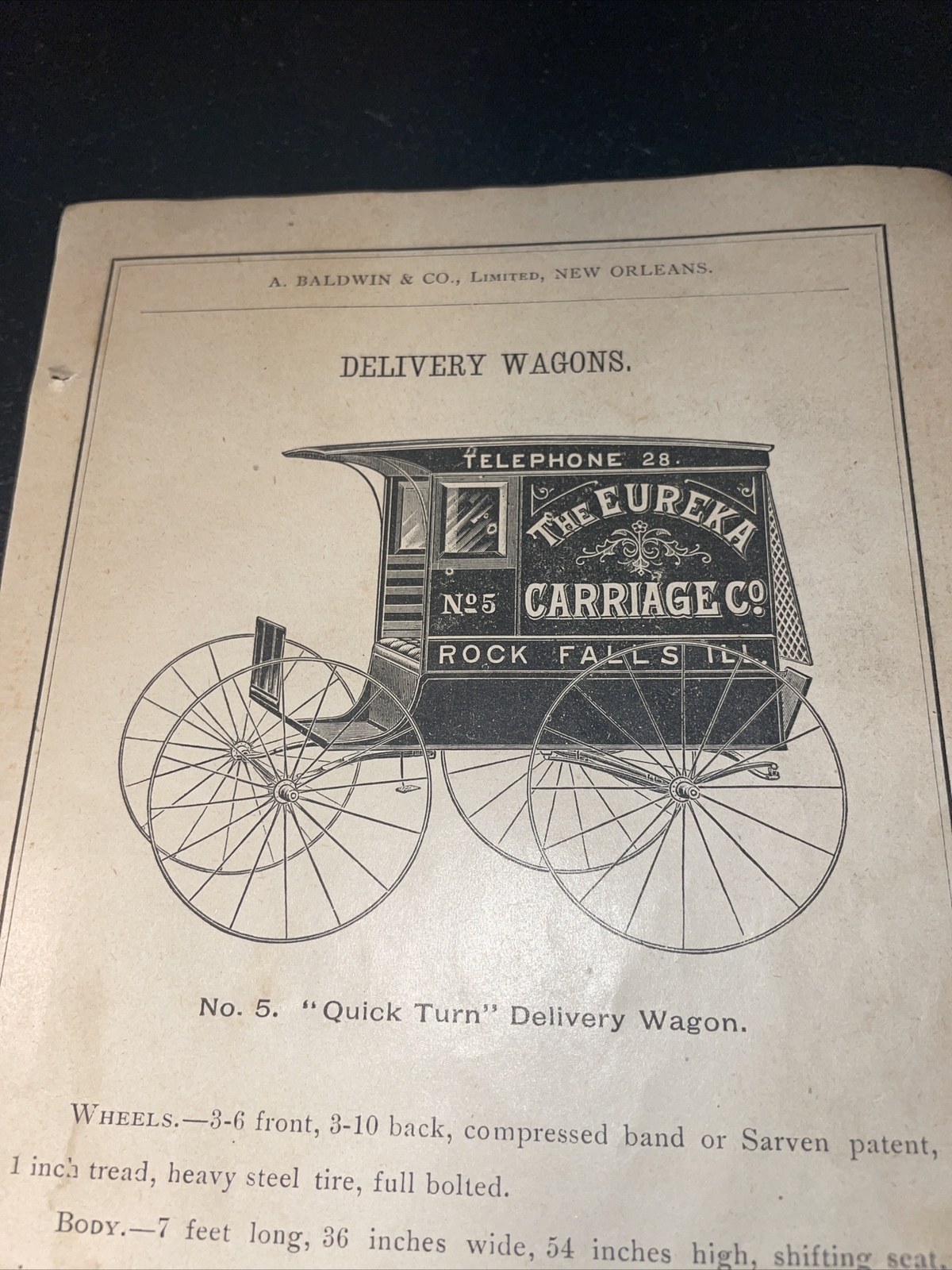 1891 Baldwin – Eureka Delivery Wagon – Farm Advertising – Rock Falls IL