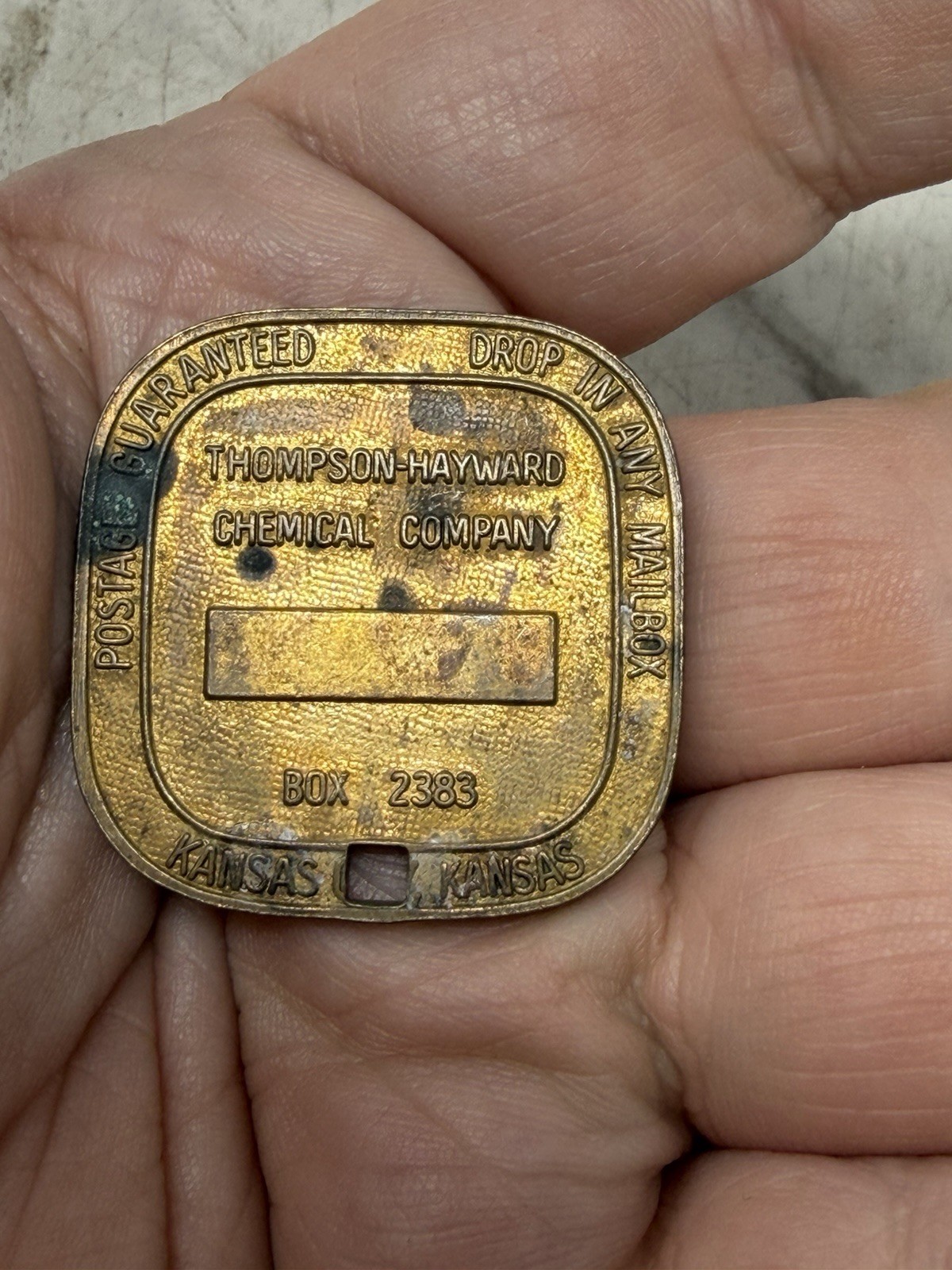 1967 Thompson Hayward Chemical Co 50th Anniversary Postal Advertising Token