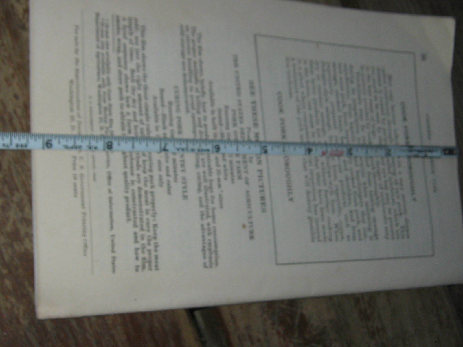 1949 US Agriculture Farmer&rsquo;s Bulletin Pork On The Farm Killing Curing & Canning